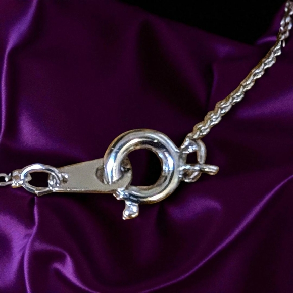 Ameythyst Emerald Cut Gemstone Pendant On 18" Silver Serpentine Chain Necklace - Picture 6 of 6